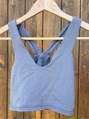 ALO Yoga Lavender-Gray Crossback top with built in bra
